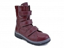 285б (22-31) Аквелла (Akwella), ботинки  детские ортопедические с высоким берцем, демисезонные, ворсин, кожа, бордовый в Казани