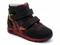 092-11 Бос (Bos), ботинки детские ортопедические профилактические, не утепленные, кожа, нубук, черный, красный в Казани
