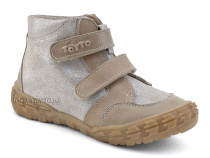 201-191,138 Тотто (Totto), ботинки демисезонние детские профилактические на байке, кожа, серо-бежевый в Казани