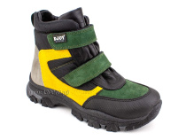 088-111-282-450 (31-36) Джойшуз (Djoyshoes) ботинки детские зимние мембранные ортопедические профилактические, натуральный мех, мембрана, нубук, кожа, черный, желтый, зеленый в Казани