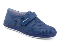 30024-702 Тотто (Totto), туфли школьные ортопедические профилактические, кожа перфорированная, синий в Казани
