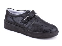 30024-701 Тотто (Totto), туфли школьные ортопедические профилактические перфорированная, кожа, чёрный в Казани