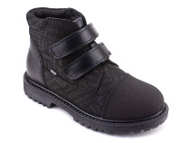 201-125 (31-36) Бос (Bos), ботинки детские утепленные профилактические, байка, кожа, нубук, черный, милитари в Казани